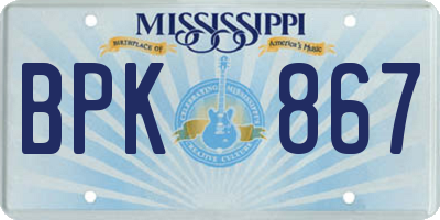 MS license plate BPK867