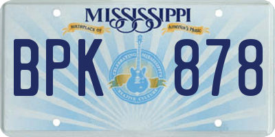 MS license plate BPK878