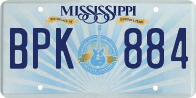 MS license plate BPK884