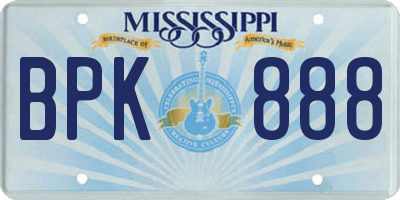 MS license plate BPK888