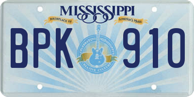MS license plate BPK910