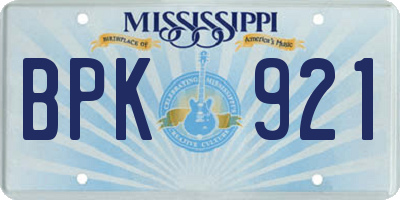 MS license plate BPK921
