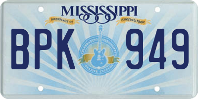 MS license plate BPK949