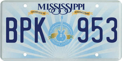 MS license plate BPK953