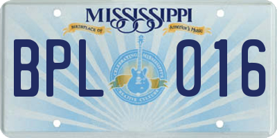 MS license plate BPL016