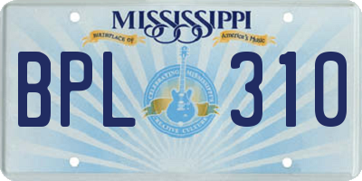 MS license plate BPL310