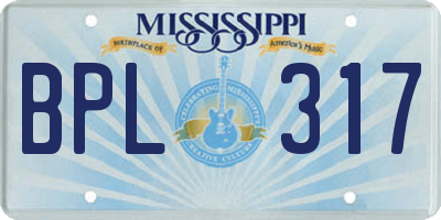 MS license plate BPL317