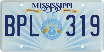 MS license plate BPL319