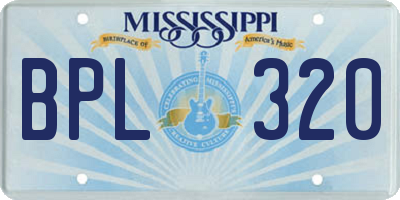 MS license plate BPL320