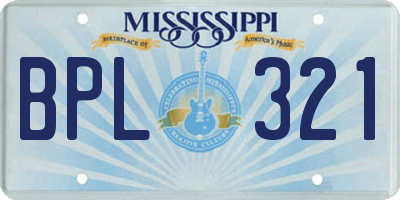 MS license plate BPL321