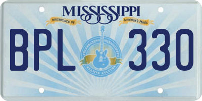 MS license plate BPL330