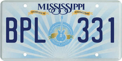 MS license plate BPL331