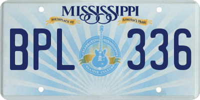 MS license plate BPL336