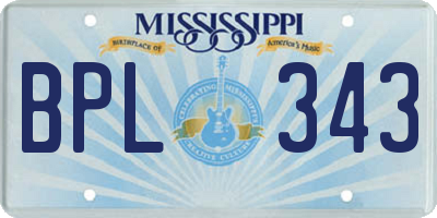 MS license plate BPL343