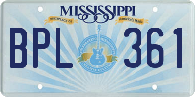 MS license plate BPL361