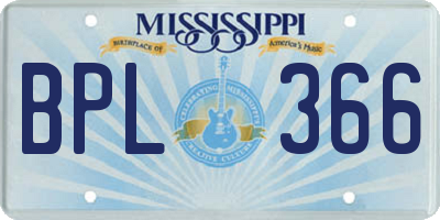 MS license plate BPL366