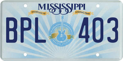 MS license plate BPL403