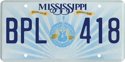 MS license plate BPL418
