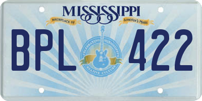 MS license plate BPL422