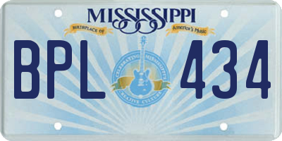 MS license plate BPL434