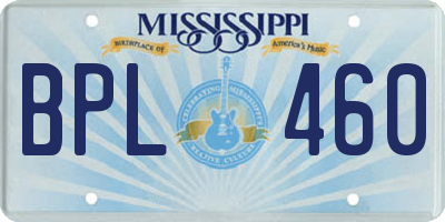 MS license plate BPL460