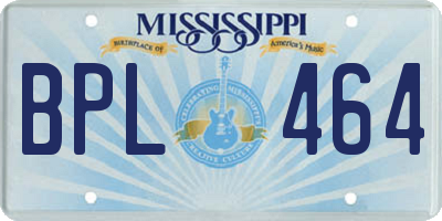 MS license plate BPL464