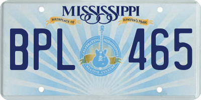 MS license plate BPL465