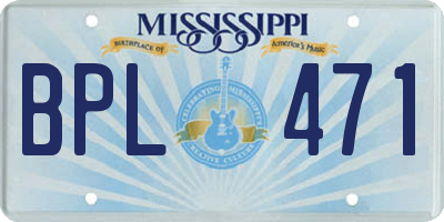 MS license plate BPL471