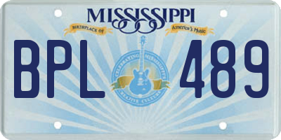 MS license plate BPL489