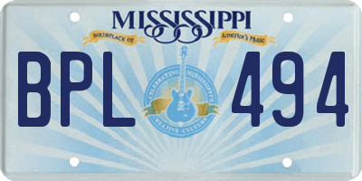 MS license plate BPL494