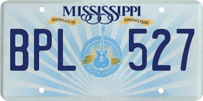 MS license plate BPL527