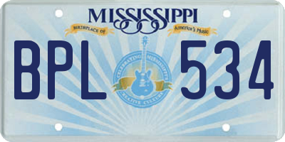 MS license plate BPL534