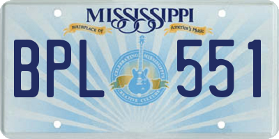 MS license plate BPL551