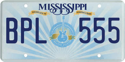 MS license plate BPL555
