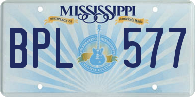 MS license plate BPL577