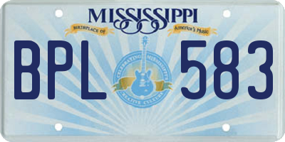 MS license plate BPL583