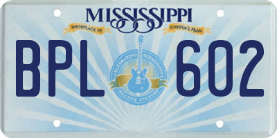 MS license plate BPL602