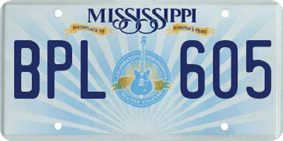 MS license plate BPL605