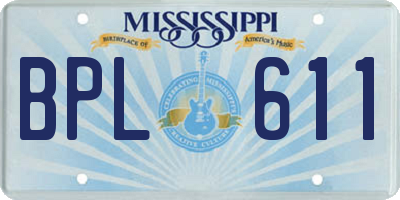 MS license plate BPL611