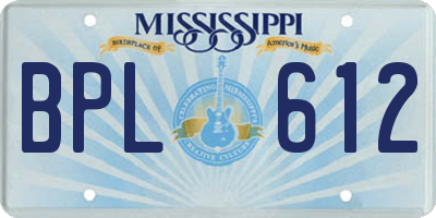 MS license plate BPL612