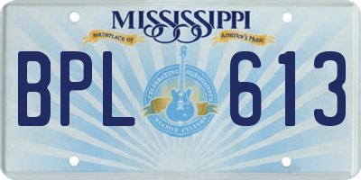 MS license plate BPL613
