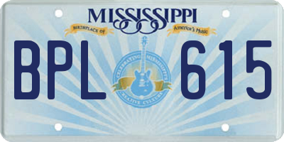 MS license plate BPL615