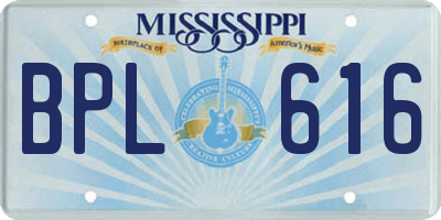 MS license plate BPL616