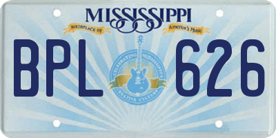MS license plate BPL626