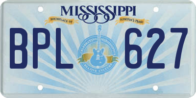 MS license plate BPL627