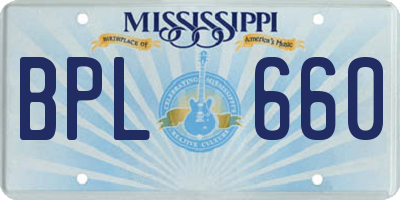 MS license plate BPL660