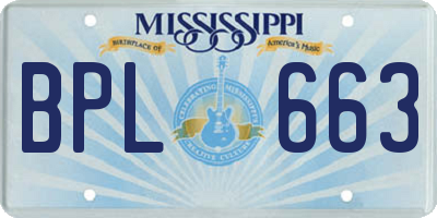 MS license plate BPL663