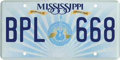 MS license plate BPL668