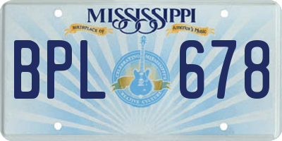 MS license plate BPL678