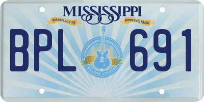 MS license plate BPL691